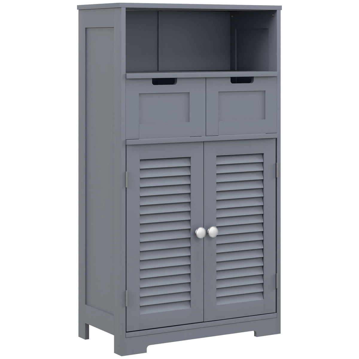 kleankin Three-Part Bathroom Storage Unit, with Shelf, Drawers & Cupboard - Grey