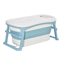 HOMCOM Foldable Bathtub Kids Bath Tub with Lid Large Freestanding Bathtubs Home Sauna for Toddler Children Teenage 1 - 12 Years