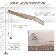 Outsunny Awning Canopy Manual Retractable Porch Sun Shade Shelter 3 x 2m Beige