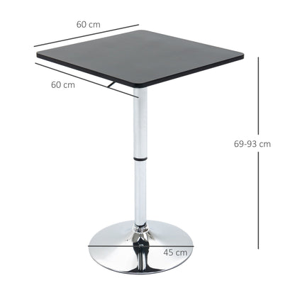 HOMCOM Modern Height Adjustable Counter Bar Table with 360√Ç¬∞ Swivel Tabletop and Electroplating Metal Base, Pub Desk for Living Room, Kitchen, Restaurant, Pub, Black and Silver