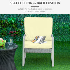 Outsunny Set of 2 Garden Seat and Back Cushion Set, Replacement Cushions for Outdoor Furniture with Seat Cushion and Back Cushion, Cream White