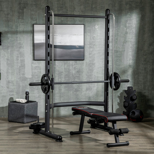 HOMCOM Adjustable Squat Rack, with Pull Up Bar, Barbell Bar for Home Gym