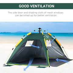 Outsunny Beach Tent for 1-2 Person Pop-up Design with 2 Mesh Windows & 2 Doors Dark Green