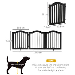 PawHut Freestanding Pet Gate Wooden Dog Gate with Support Feet Foldable Pet Fence Safety Barrier for the House Doorway Stairs Black