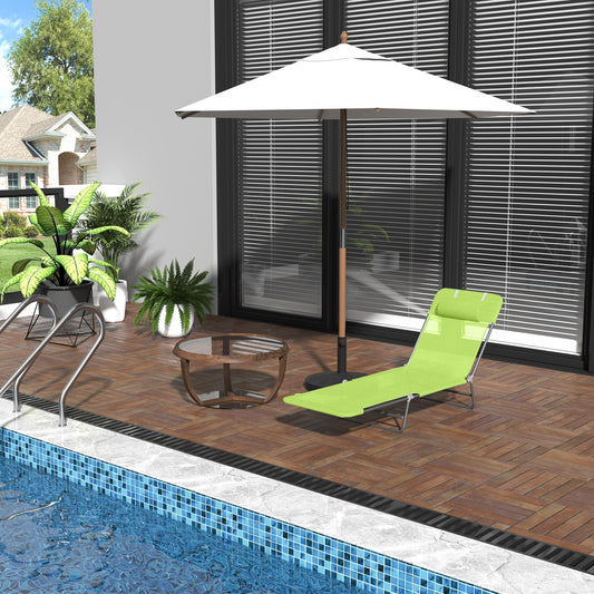 Outsunny Single Folding Sun Lounger - Green