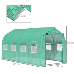 Outsunny Polytunnel Greenhouse with Windows and Door, Walk in Greenhouse for Garden, Backyard (4 x 2 M)