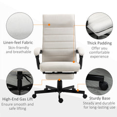 Vinsetto Office Chair, Computer Desk Chair, Fabric Swivel Chair with Adjustable Height and Rolling Wheels for Home Office Work Study, Cream White