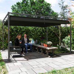 Outsunny 4 x 3m Metal Pergola, with Retractable Canopy Roof - Black