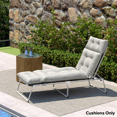 Outsunny Sun Lounger Cushion Only, 190x56x10cm Garden Lounge Chair Cushion, UPF20+ 220gsm Fabric, Thick Sunbed Replacement Cushion with 6 Ties, Light Grey