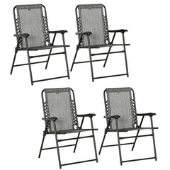 Outsunny Pieces Patio Folding Chair Set, Outdoor Portable Loungers for Camping Pool Beach Deck, Lawn Chairs with Armrest Steel Frame, Mixed Grey