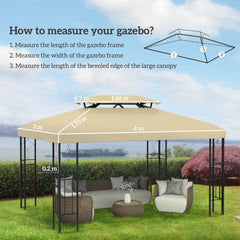 Outsunny Gazebo Roof Replacement, for 3 x 4m Frames - Cream