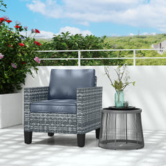 Outsunny Single Rattan Armchair, with Cushions - Light Grey