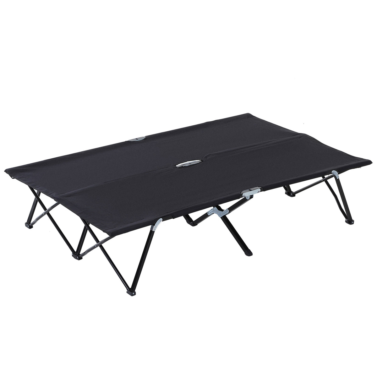 Outsunny Double Camping Cot Bed, with Bag - Black