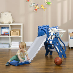 AIYAPLAY 3 in 1 Baby Slide for Indoor Use with Climber, Basketball Hoop, Basketball, for Ages 18-36 Months - Blue