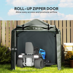 Outsunny 2.2 x 1.6 m Garden Storage Tent, Waterproof Anti-UV Bike Tent with Roll-up Zipper Door, Galvanised Outdoor Storage Shelter Carport for Bike, Motorbike, Garden Tools, Dark Grey