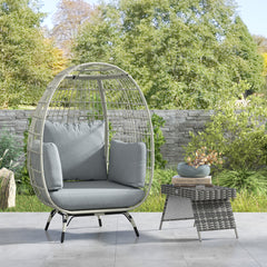 Outsunny Rattan Egg Chair with Cushions and Pillows, Charcoal Grey