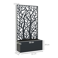 Outsunny Outdoor Metal Planter, with Back Trellis - Black