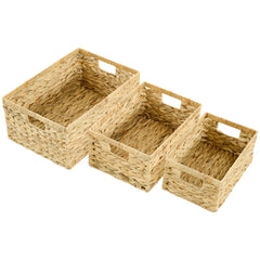 HOMCOM Set of Three Water Hyacinth Storage Baskets