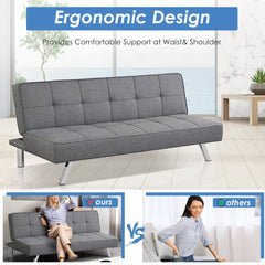 3 Seater Convertible Sofa Bed with 3 Inclining Positions for Living Room Bedroom