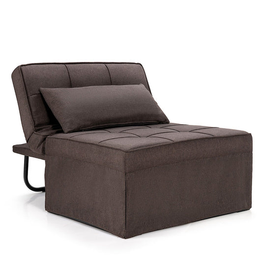 4 in 1 Convertible Sofa Bed with Adjustable Backrest-Brown