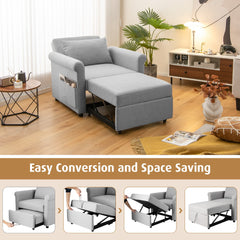 3-in-1 Convertible Sofa Bed with Pillow-Grey