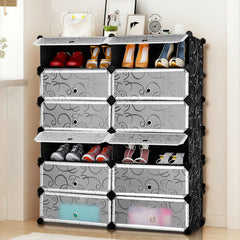 24 Pairs Shoe Rack Organizer with 12-Cube DIY Modular-Black