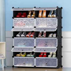 24 Pairs Shoe Rack Organizer with 12-Cube DIY Modular-Black