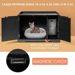 Large Cat Litter Box with Double Doors and Removable Divider-Black