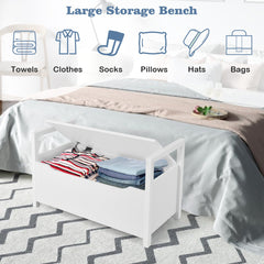 2-in-1 Wooden Shoe Changing Bench with Storage Space-White