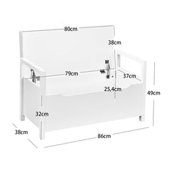 2-in-1 Wooden Shoe Changing Bench with Storage Space-White