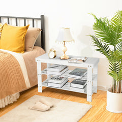 3-Tier Bamboo Shoe Bench for Entryway-White