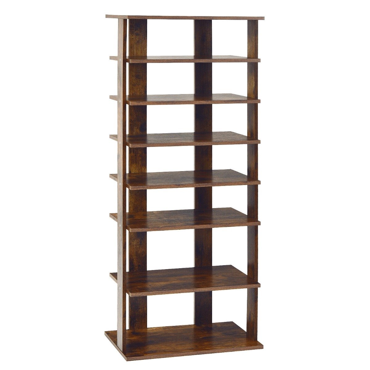 Extra Wide Wooden Vertical Shoe Rack with 7 Shelves-Brown