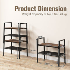 2 Pieces Stackable 2-Tier Storage Shoe Shelf