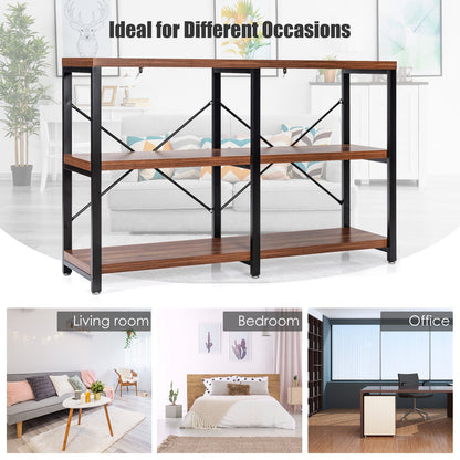 Rustic 3-Tier Console Table with "X" Shaped Back Braces