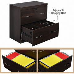 Lockable File Cabinets with 2 Drawers and Adjustable Hanging Bar-Coffee