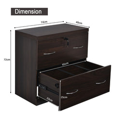 Lockable File Cabinets with 2 Drawers and Adjustable Hanging Bar-Coffee