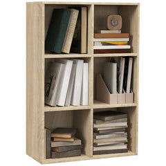 HOMCOM Six-Cube Bookcase - Oak Wood Effect