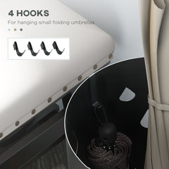 HOMCOM Freestanding Umbrella Stand for Hallway, Round Umbrella Basket with 4 Hooks and Drip Tray for Entryway, Dark Grey