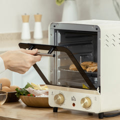 HOMCOM Mini Oven, 15 Litres Electric Oven and Grill with 60-230√¢‚Äû∆í Adjustable Temperature, 60 Minute Timer, Include Baking Tray, Wire Rack and Crumb Tray, 1000W, Cream White