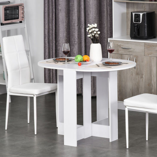 HOMCOM Space-saving Drop Leaf Table, Folding Dining Table for Small Space, Kitchen, Dining Room, White