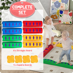 AIYAPLAY 12-Piece Kids Balance Beam Stepping Stones, with Non-Slip Foot Pads, Multicoloured