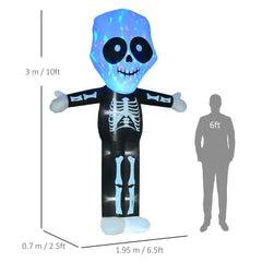 ديكور هيكل عظمي قابل للنفخ من HOMCOM بطول 3 أمتار لعيد الهالوين، مضاء بمصابيح LED للاستخدام الداخلي والخارجي في الحديقة أو الحديقة أو ديكور الحفلات