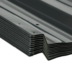 Outsunny Set of 12 Corrugated Steel Roof Sheet Panels - Dark Grey