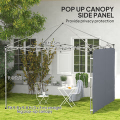 Outsunny 195 x 295cm Replacement Gazebo Sidewall - Grey