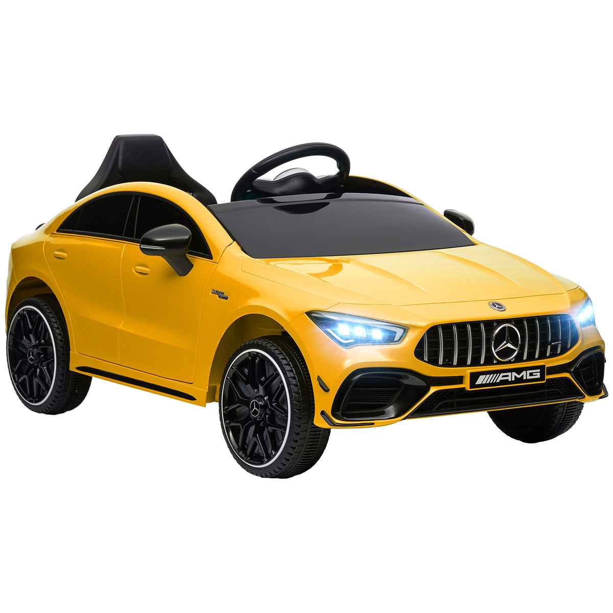 AIYAPLAY Mercedes-AMG CLA 45 Licensed 12V Kids Electric Car Ride on Car w/ Remote, Suspension Lights Music Horn - Yellow