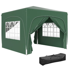 Outsunny 3 x 3m Pop-Up Gazebo Shelter, with Accessories - Dark Green