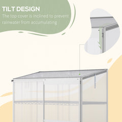 Outsunny 3 Tier Greenhouse Garden Outdoor Cold Frame Plant Flower Growth Transparent Polycarbonate Board Openable Roof Sliding Door w/ Foundation 131L x 58W x 140H cm