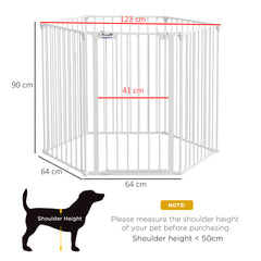 PawHut 6 Panels Foldable Dog Playpen, Puppy Pen Crate with Door - White