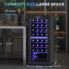 HOMCOM 32 Bottle Dual Zone 5-18√¢‚Äû∆í Wine Fridge - Black