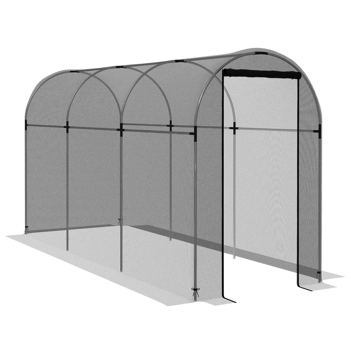 Outsunny 360 x 120cm Galvanised Steel Fruit Cage, Plant Protection Tent with Zipped Door, Black